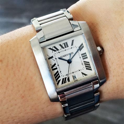 cartier tank francaise watch with diamonds|cartier tank francaise watch price.